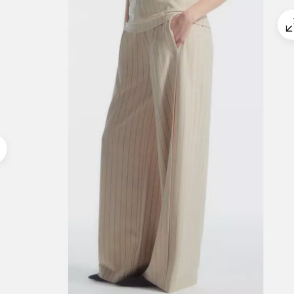 COS Straight-Leg Pinstripe Trousers, Cream, Size Large - Picture 2 of 11